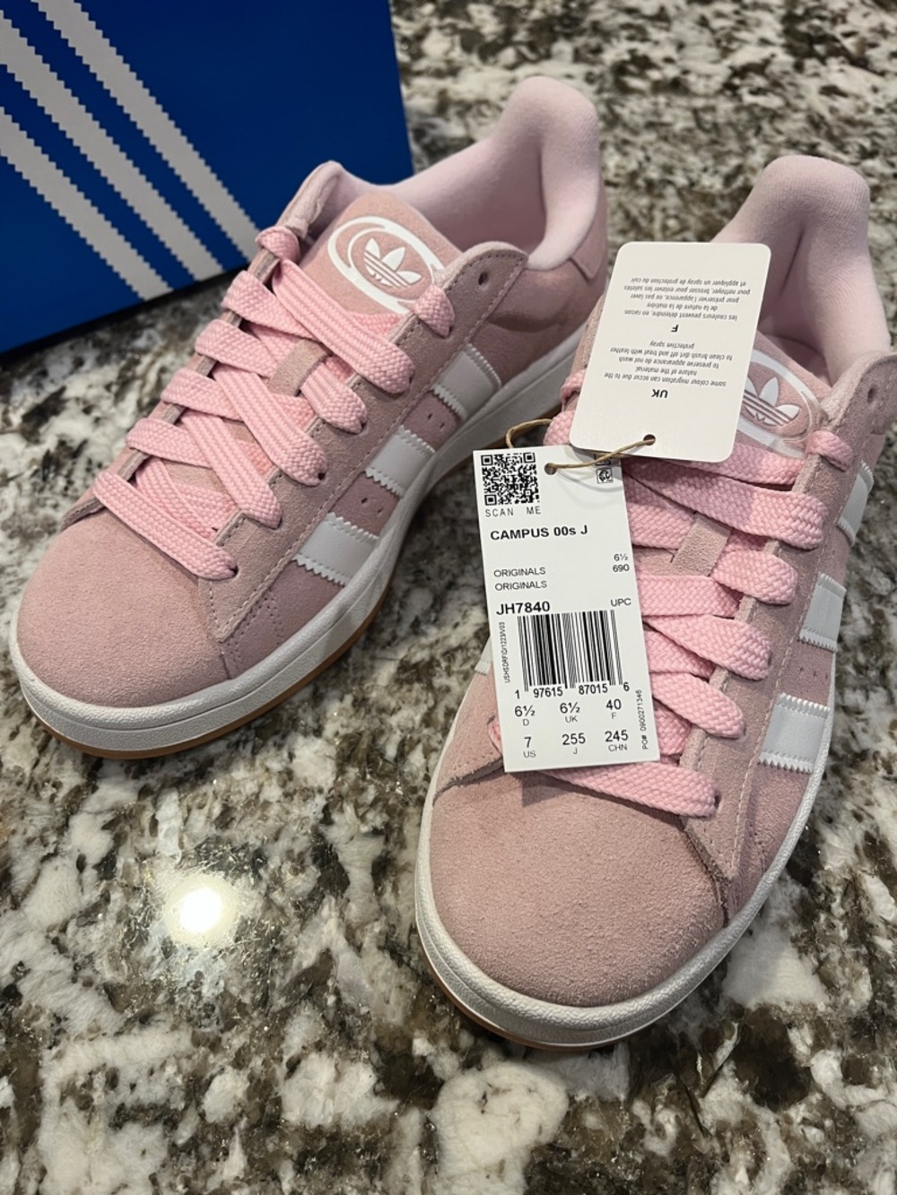 7Y / 8W adidas Campus 00s Pink White Stripes - Picture 2 of 9